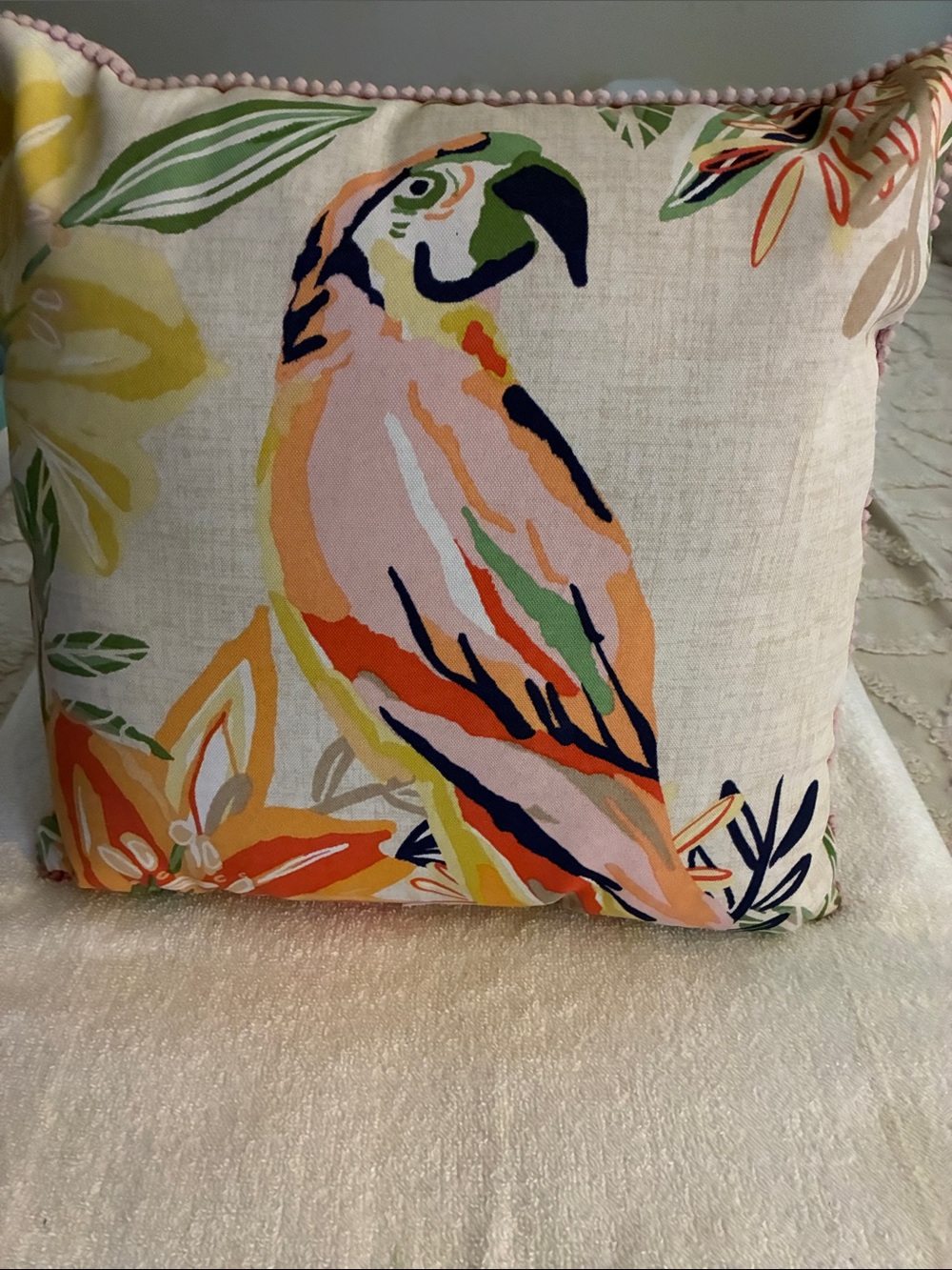 Allen + Roth Floral Tropical Parrot Decorative Throw Pillow - Multi-Color